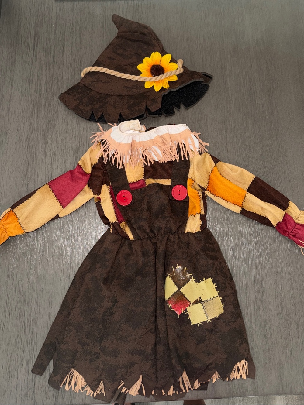 California Costumes Brown & Yellow Sunflower Scarecrow Dress with Hat